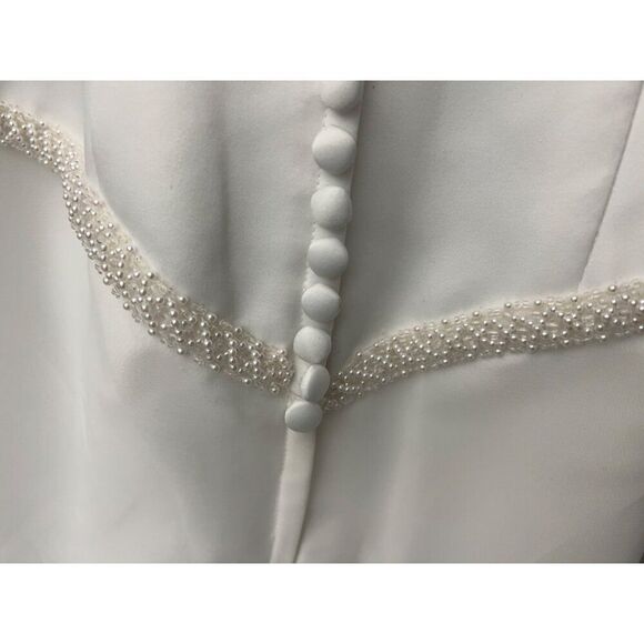 David’s Bridal Michael Angelo White Faux Pearl Wedding Dress Size 20 - Picture 13 of 16